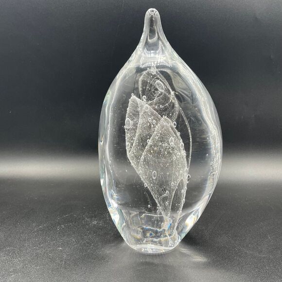 Studio Art Clear Glass Tear Drop Statement Piece Signed Robert DEEBLE on Bottom